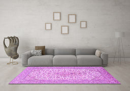 Machine Washable Persian Purple Traditional Area Rugs in a Living Room, wshtr1022pur