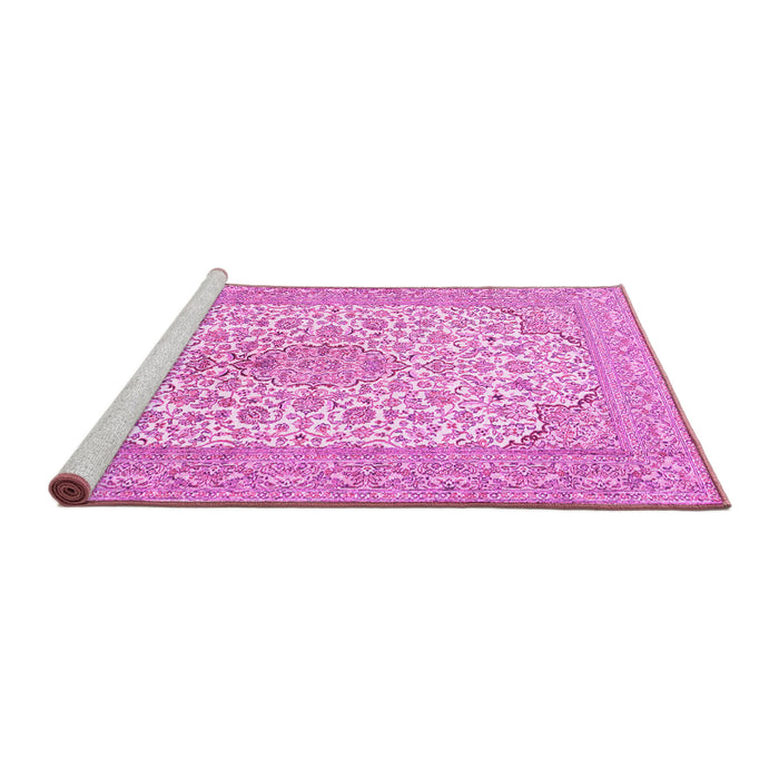 Sideview of Machine Washable Persian Pink Traditional Rug, wshtr1022pnk