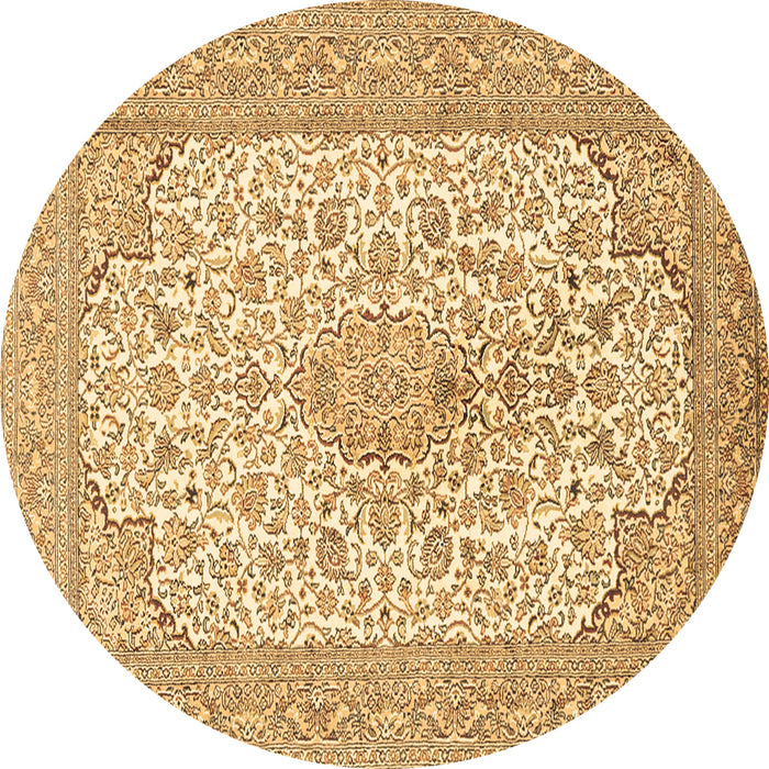 Round Persian Brown Traditional Rug, tr1022brn