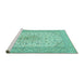 Sideview of Machine Washable Persian Turquoise Traditional Area Rugs, wshtr1022turq