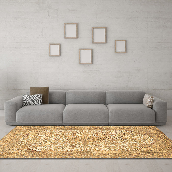 Machine Washable Persian Brown Traditional Rug in a Living Room,, wshtr1022brn