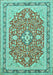 Machine Washable Medallion Turquoise Traditional Area Rugs, wshtr1023turq