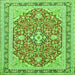 Round Machine Washable Medallion Green Traditional Area Rugs, wshtr1023grn