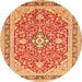 Machine Washable Medallion Orange Traditional Area Rugs, wshtr1023org