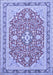 Machine Washable Medallion Blue Traditional Rug, wshtr1023blu