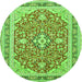 Machine Washable Medallion Green Traditional Area Rugs, wshtr1023grn