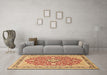 Machine Washable Medallion Brown Traditional Rug in a Living Room,, wshtr1023brn