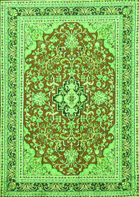 Medallion Green Traditional Rug, tr1023grn