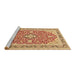 Sideview of Machine Washable Medallion Brown Traditional Rug, wshtr1023brn