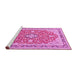 Sideview of Machine Washable Medallion Pink Traditional Rug, wshtr1023pnk