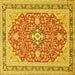 Square Medallion Yellow Traditional Rug, tr1023yw