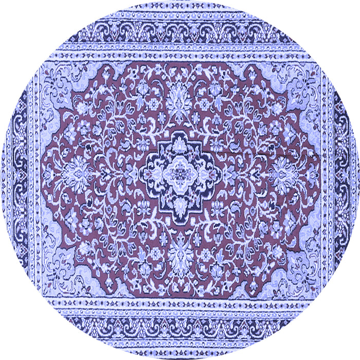 Round Medallion Blue Traditional Rug, tr1023blu