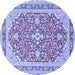 Round Medallion Blue Traditional Rug, tr1023blu