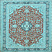 Square Medallion Light Blue Traditional Rug, tr1023lblu