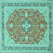 Square Medallion Turquoise Traditional Rug, tr1023turq