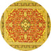 Round Medallion Yellow Traditional Rug, tr1023yw