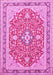 Machine Washable Medallion Pink Traditional Rug, wshtr1023pnk
