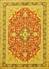 Medallion Yellow Traditional Rug, tr1023yw