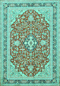 Medallion Turquoise Traditional Rug, tr1023turq