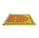 Sideview of Machine Washable Medallion Yellow Traditional Rug, wshtr1023yw