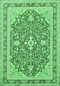 Medallion Emerald Green Traditional Rug, tr1023emgrn