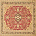 Square Medallion Brown Traditional Rug, tr1023brn