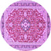 Round Machine Washable Medallion Purple Traditional Area Rugs, wshtr1023pur