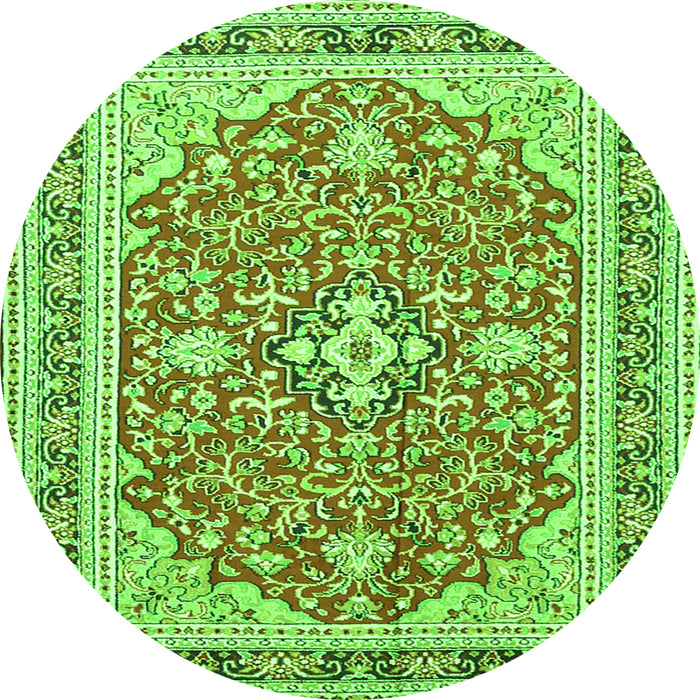 Square Medallion Green Traditional Rug, tr1023grn