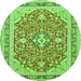 Square Medallion Green Traditional Rug, tr1023grn