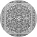 Machine Washable Medallion Gray Traditional Rug, wshtr1023gry