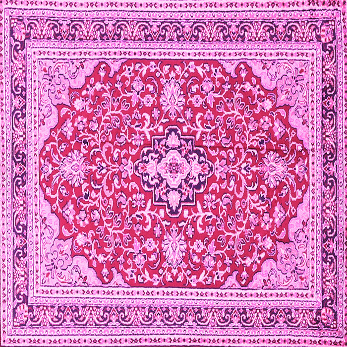 Square Machine Washable Medallion Pink Traditional Rug, wshtr1023pnk