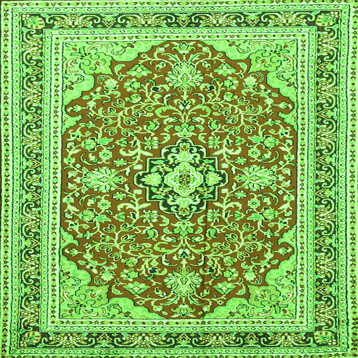 Serging Thickness of Medallion Green Traditional Rug, tr1023grn