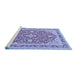 Sideview of Machine Washable Medallion Blue Traditional Rug, wshtr1023blu