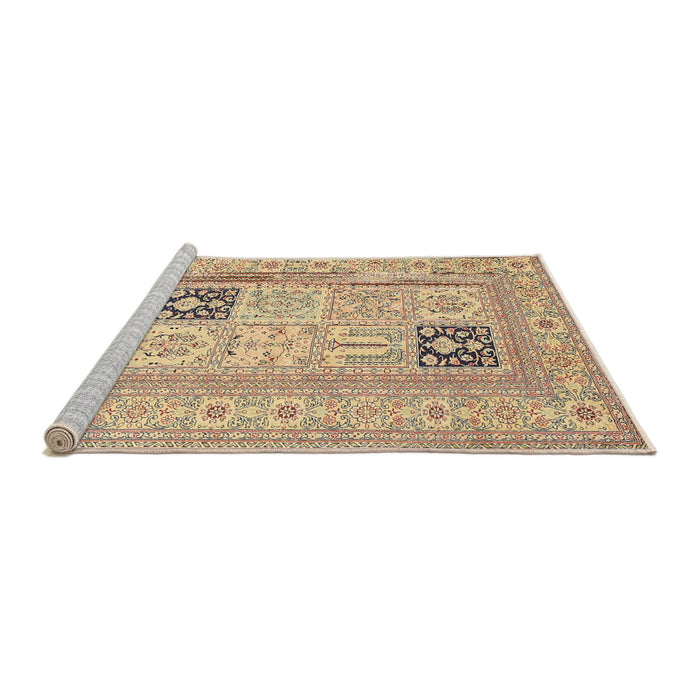Sideview of Machine Washable Traditional Copper Brown Rug, wshtr1024
