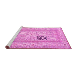 Sideview of Machine Washable Persian Pink Traditional Rug, wshtr1024pnk