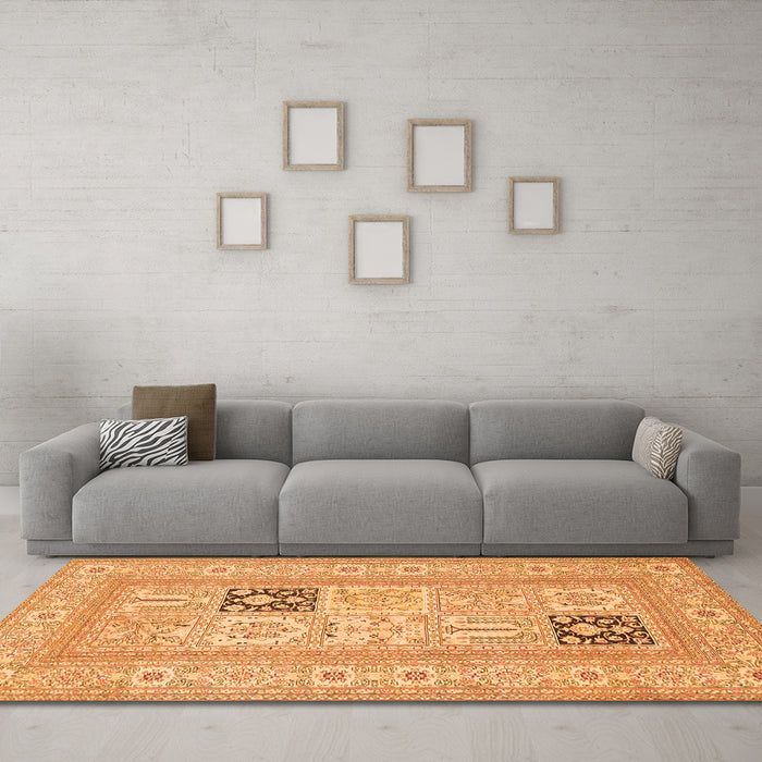 Machine Washable Persian Orange Traditional Area Rugs in a Living Room, wshtr1024org