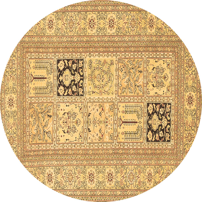Round Machine Washable Persian Brown Traditional Rug, wshtr1024brn