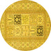 Round Persian Yellow Traditional Rug, tr1024yw