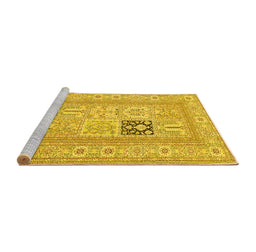 Sideview of Machine Washable Persian Yellow Traditional Rug, wshtr1024yw