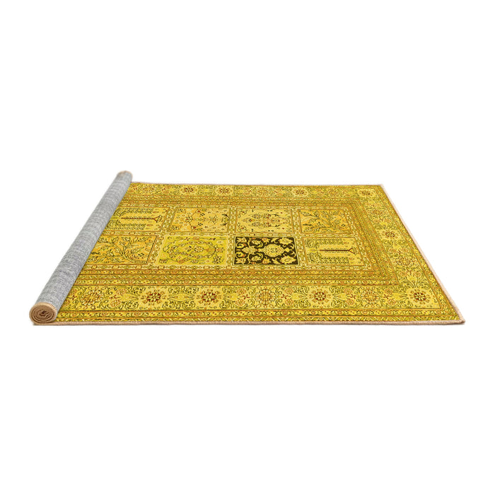 Sideview of Machine Washable Persian Yellow Traditional Rug, wshtr1024yw