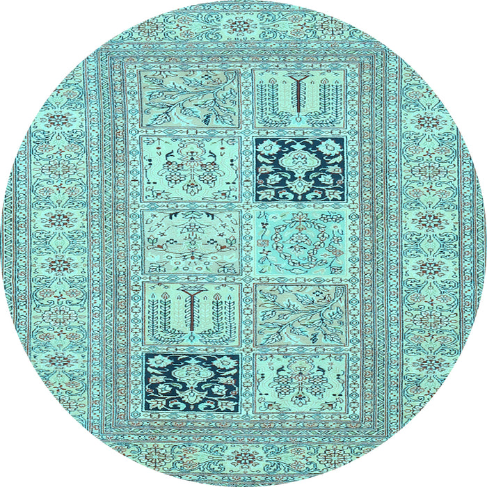 Round Machine Washable Persian Light Blue Traditional Rug, wshtr1024lblu