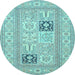 Round Machine Washable Persian Light Blue Traditional Rug, wshtr1024lblu