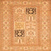 Round Machine Washable Persian Orange Traditional Area Rugs, wshtr1024org