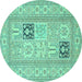 Round Persian Turquoise Traditional Rug, tr1024turq