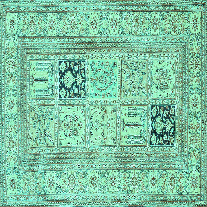 Square Machine Washable Persian Turquoise Traditional Area Rugs, wshtr1024turq