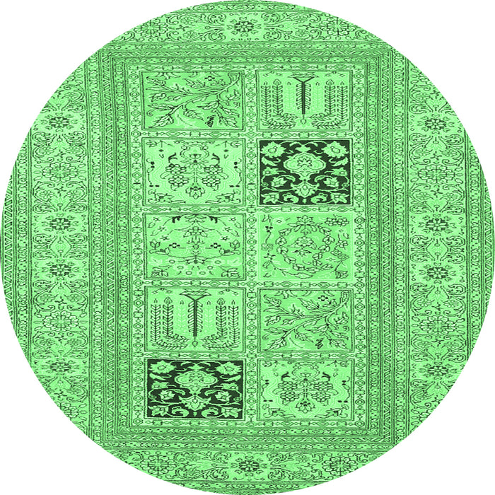 Round Machine Washable Persian Emerald Green Traditional Area Rugs, wshtr1024emgrn