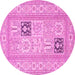 Round Machine Washable Persian Pink Traditional Rug, wshtr1024pnk