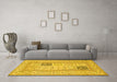 Machine Washable Persian Yellow Traditional Rug in a Living Room, wshtr1024yw