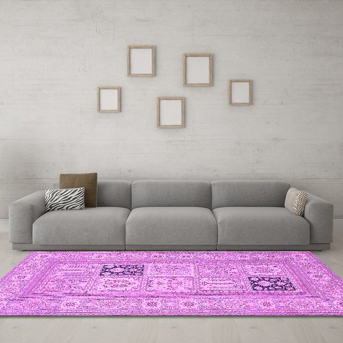 Machine Washable Persian Purple Traditional Area Rugs in a Living Room, wshtr1024pur