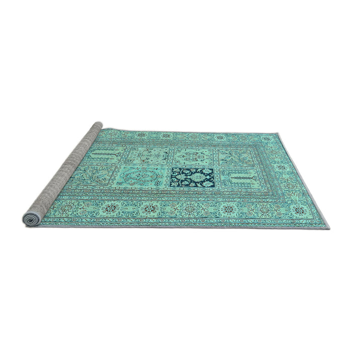 Sideview of Machine Washable Persian Light Blue Traditional Rug, wshtr1024lblu